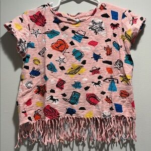 Zara Girls Western Fringe Top Coastal Cowgirl Rodeo Size 6